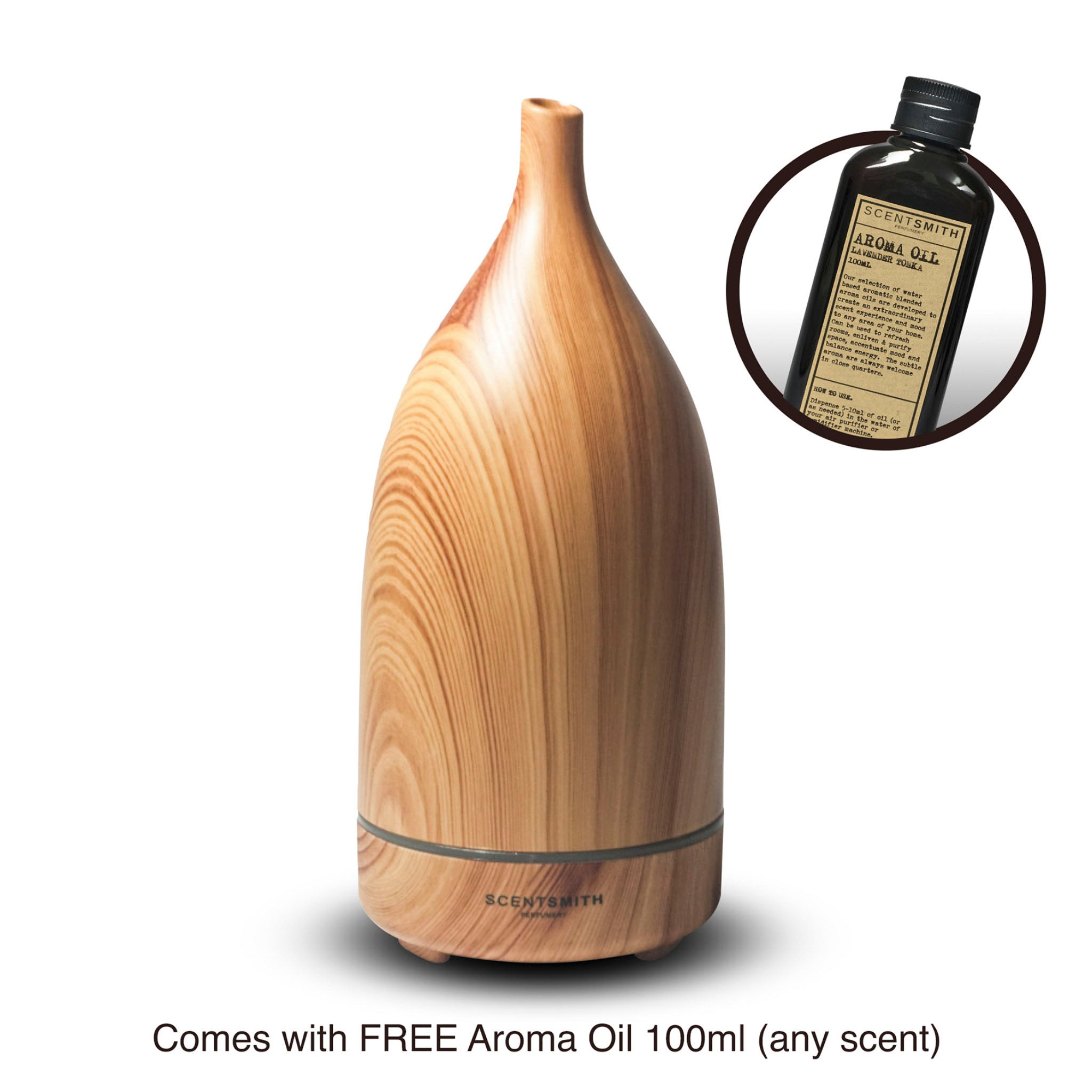 Wood Humidifier Machine (Small) with FREE Aroma Oil 100ml